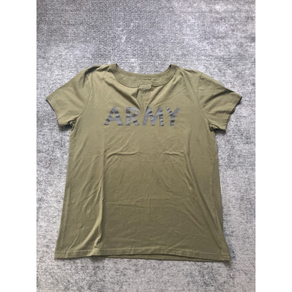 Backbone T-Shirt Womens XL Olive Green Cotton Army Spellout Logo Short Sleeve